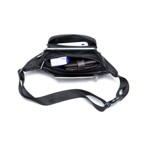 Сумка Vintage Поясна з овечої шкіри Чорна (20205)