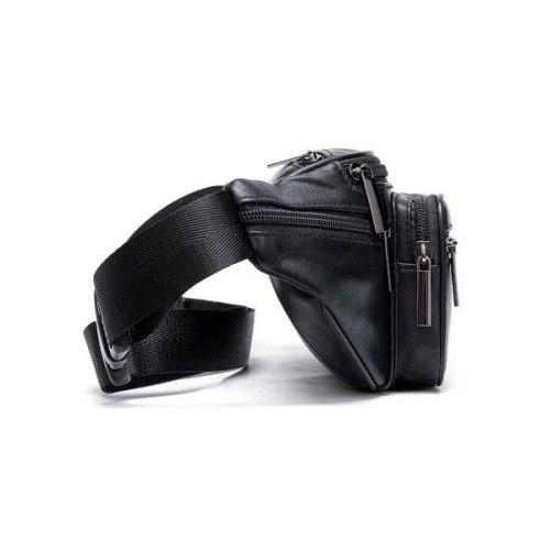 Сумка Vintage Поясна з овечої шкіри Чорна (20205)