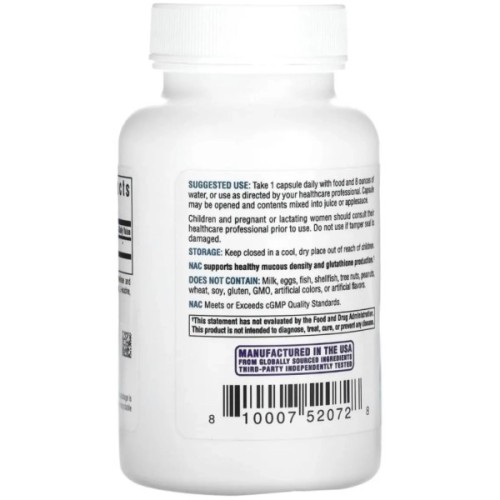 Вітамінно-мінеральний комплекс Seeking Health NAC (N-Ацетил-L-Цистеїн), 500 мг, N-Acetyl-L-Cysteine, 90 вегетаріанські (SKH-52072)