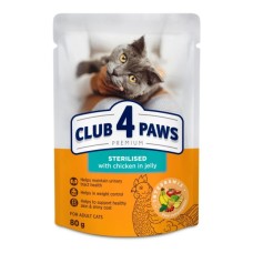 Вологий корм для кішок Club 4 Paws Premium для стерилізованих з куркою 24х80 г (4820269146242)