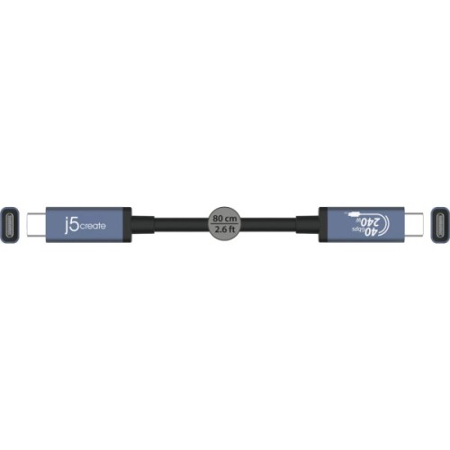 Дата кабель USB-C to USB-C 0.8m USB4 40Gbps 240W (48V/5A) 8K60Hz premium J5create (JUC29L08-N)