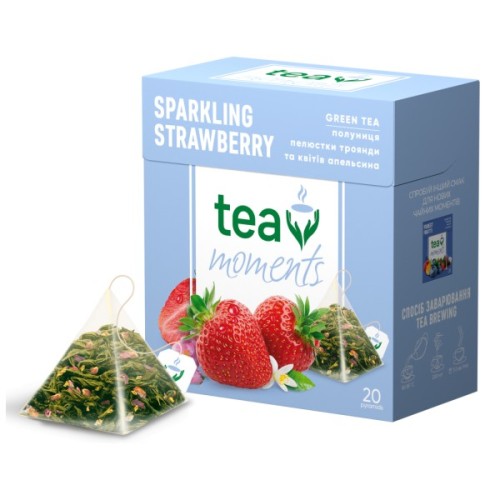 Чай Tea Moments Sparkling Strawberry зелений 20х1.8 г пірамідки (tm.02920)