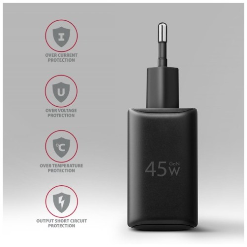 Зарядний пристрій AXAGON 1xUSB QC4.0 + 1xUSB-C PD45W PPS black (ACU-PQ45)