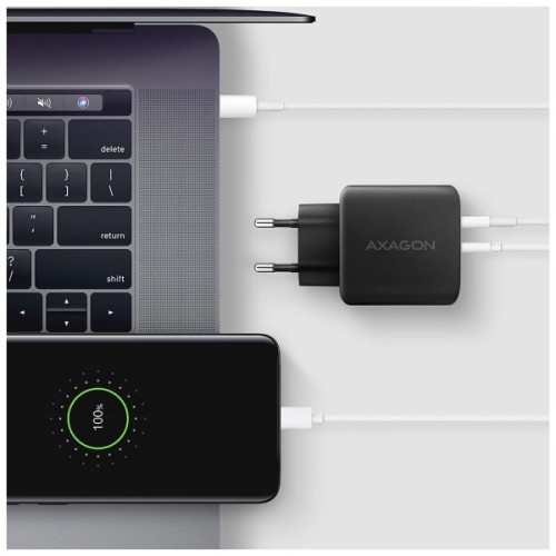 Зарядний пристрій AXAGON 1xUSB QC4.0 + 1xUSB-C PD45W PPS black (ACU-PQ45)