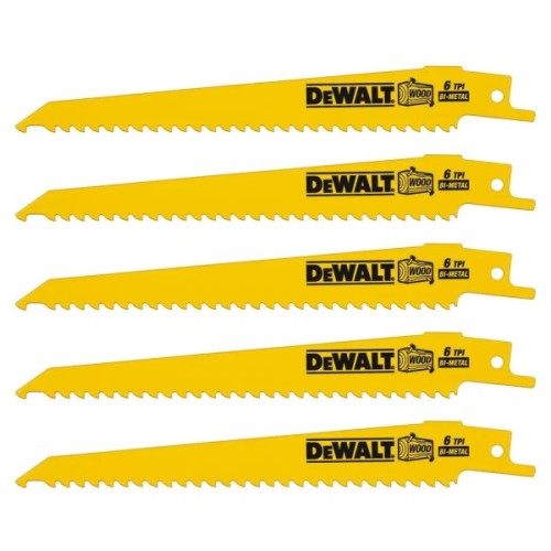 Полотно DeWALT пиляльне біметалеве, швидкий пропил, 152 мм, 6 TPI, 5 шт (DT2359)