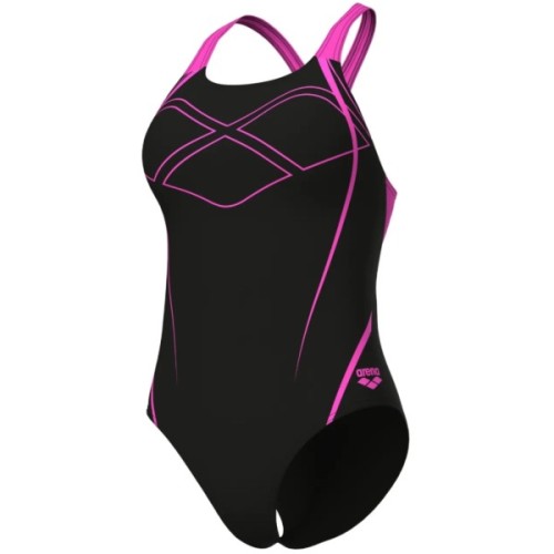 Купальник Arena Graphic Swimsuit Swim Pro Back 009024-590 чорний, рожевий 44 (3468337554073)