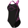 Купальник Arena Graphic Swimsuit Swim Pro Back 009024-590 чорний, рожевий 44 (3468337554073)