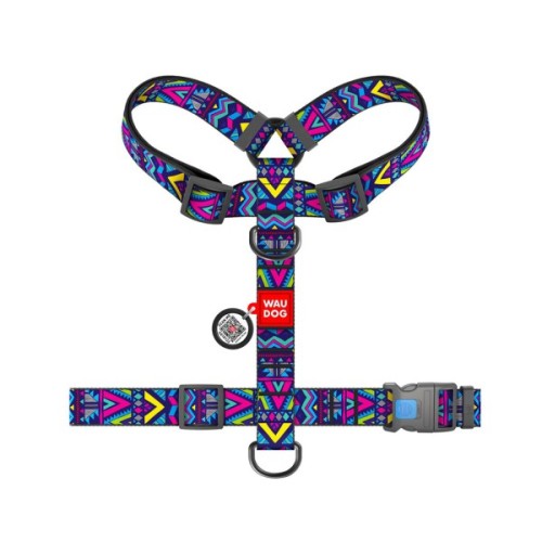 Шлея для собак WAUDOG Nylon анатомічна H-подібна з QR-паспортом "Інді" пластиковий фастекс XL (323-0016)