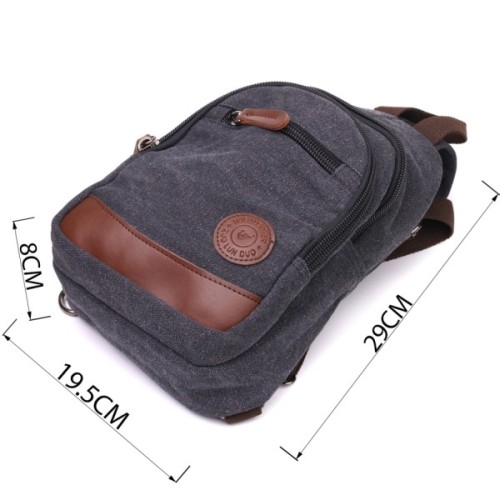 Сумка Vintage Текстильна з ущільненою спинкою через плече Чорна (22172)