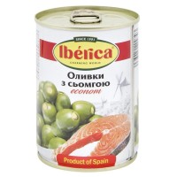 Овочева консервація Iberica Оливки фаршировані сьомгою 280 г (8436024299793)