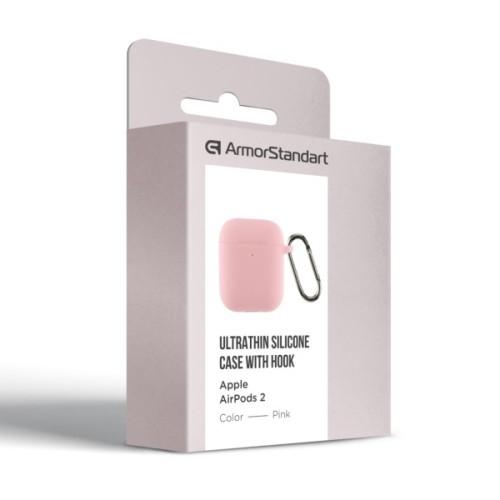 Чохол для навушників Armorstandart Ultrathin Silicone Case With Hook для Apple AirPods 2 Pink (ARM59688)