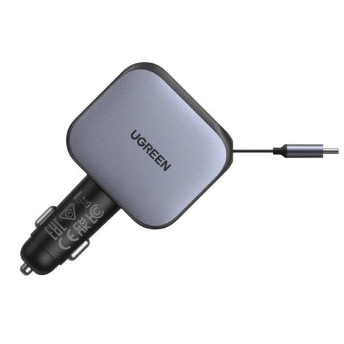 Зарядний пристрій Ugreen Car charger USB-C PD90W + cable USB-C to USB-C retractable (55909B)