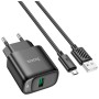 Зарядний пристрій HOCO C140A Smart USB QC3.0 + USB to cable Micro Black (6942007627801)