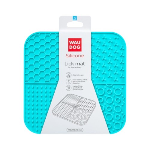 Універсальний посуд для тварин WAUDOG Silicone Килимок для злизування 19х19х1 см блакитний (23522)