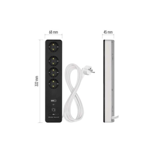 Мережевий подовжувач EMOS P1422SM 2m 4 роз. 1xUSB-A 1xUSB-C Wi-Fi 1,5мм2 (P1422SM)
