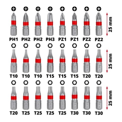 Набір біт Einhell 42шт, HEX, PH, PZ, Torx, 50мм, кейс (118953)