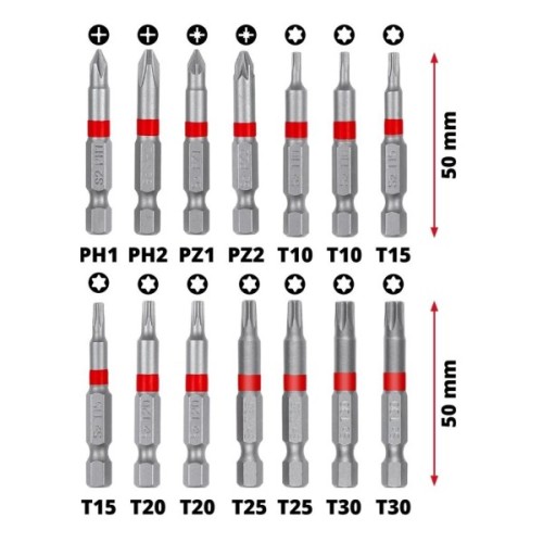 Набір біт Einhell 42шт, HEX, PH, PZ, Torx, 50мм, кейс (118953)