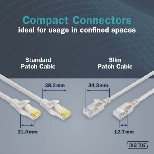 Патч-корд 1.5м, FTP, cat.6A, Sliim, AWG 32/7, Cu, LSZH, grey Digitus (DK-1632-A-015S)