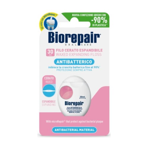 Зубна нитка Biorepair Захист ясен Розширювальна з гідроксиапатитом і гіалуроновою кислотою 30 м (8017331058244)