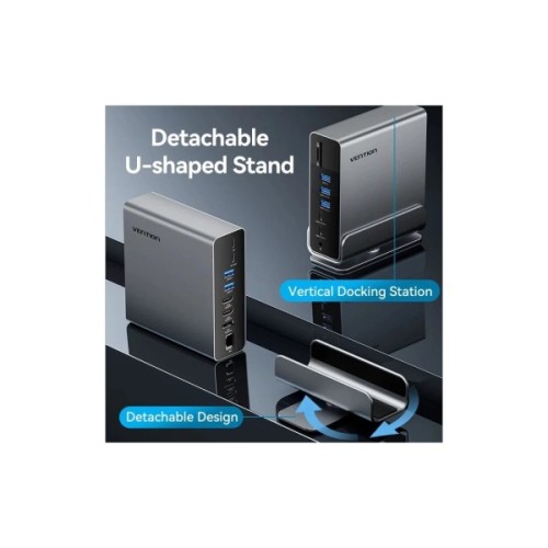 Концентратор Vention USB-C 15-in-1 2xHDMI + DisplayPort + RJ45 + SD/TF + 3.5mm gray (TPUH0)