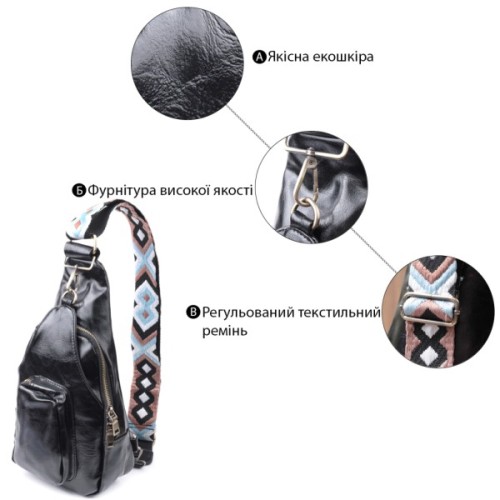 Сумка Vintage Жіноча з екошкіри Чорна (22776)