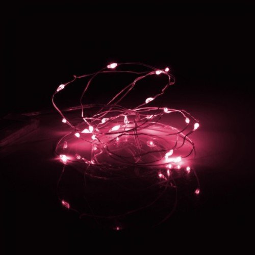 Гірлянда YES! Fun Нитка на мідному дроті 20 LED Рожева 2 м Статична На батарейках (975024)