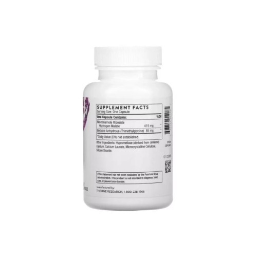 Вітамін Thorne Research Нікотинамід Рибозид, 415 мг, Nicotinamide Riboside, NiaCel 400, 60 капсул (THR-01208)