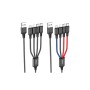 Дата кабель USB 2.0 AM to Lightning + Micro 5P + USB-C 1.0m 2A nylon X76 black+red+blue HOCO (6931474768650)