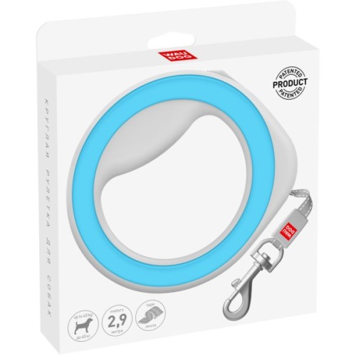 Повідець для собак WAUDOG R-leash світловідбиваюча стрічка XS-M до 40 кг 2.9 м блакитни (81272)