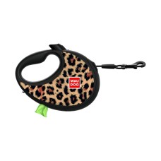 Повідець для собак WAUDOG R-leash з контейнером для пакетів "Леопард", світловідбивна стрічка, S (255-4066)
