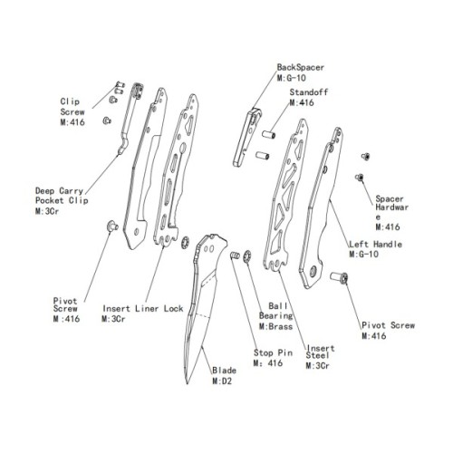 Ніж Hightron Mini Ventura, D2, G10, чорний, чорний stonewash клинок (HK05BLKBS)