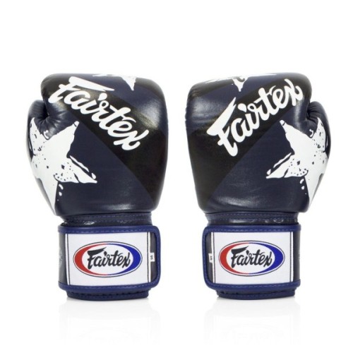 Боксерські рукавички Fairtex BGV1 Nation Print Blue 14 унцій (бинти в комплекті) (BGV1_Print_14oz_Blue)