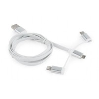 Дата кабель USB 2.0 AM to Lightning + Micro 5P + USB-C 1.0m Cablexpert (CC-USB2-AMLM32-1M-W)