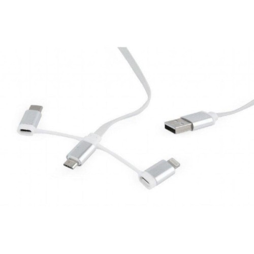 Дата кабель USB 2.0 AM to Lightning + Micro 5P + USB-C 1.0m Cablexpert (CC-USB2-AMLM32-1M-W)