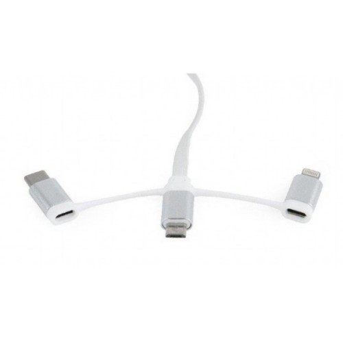 Дата кабель USB 2.0 AM to Lightning + Micro 5P + USB-C 1.0m Cablexpert (CC-USB2-AMLM32-1M-W)