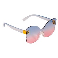 Дитячі сонцезахисні окуляри Lukky Fashion без оправи "Метелики", рожево-блакитні (T23395)