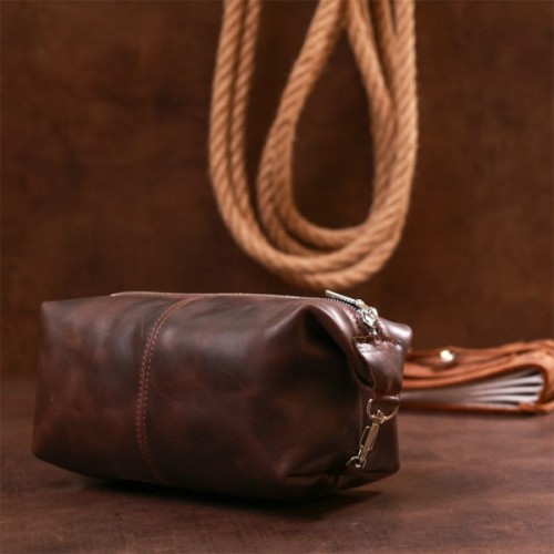 Косметичка Shvigel Шкіряна вінтажна Коричнева (16398)