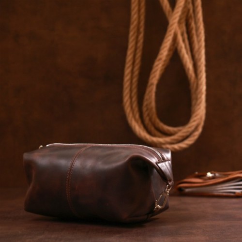 Косметичка Shvigel Шкіряна вінтажна Коричнева (16398)