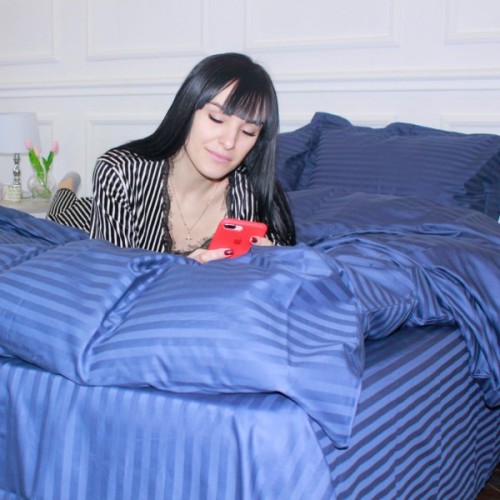 Постільна білизна MirSon Satin 30-0020SmokyBlue 160х220 Сімейний (2200005255384)