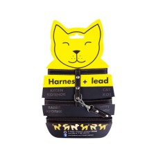 Шлея для котів Collar з повідцем шкіряна Ш 12 мм Д 122 см чорна (05461)