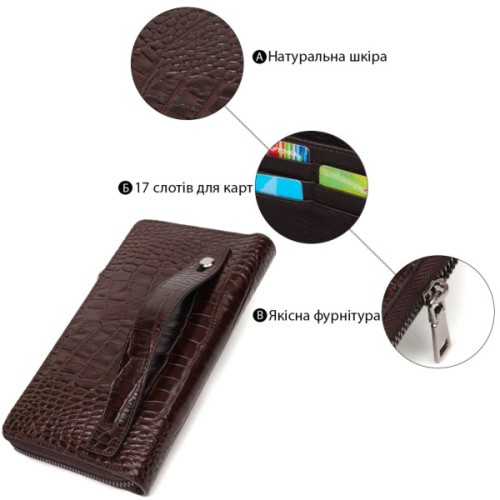 Гаманець Bond Accessories З одним відділенням з натуральної шкіри Коричнева (22028)