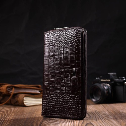 Гаманець Bond Accessories З одним відділенням з натуральної шкіри Коричнева (22028)