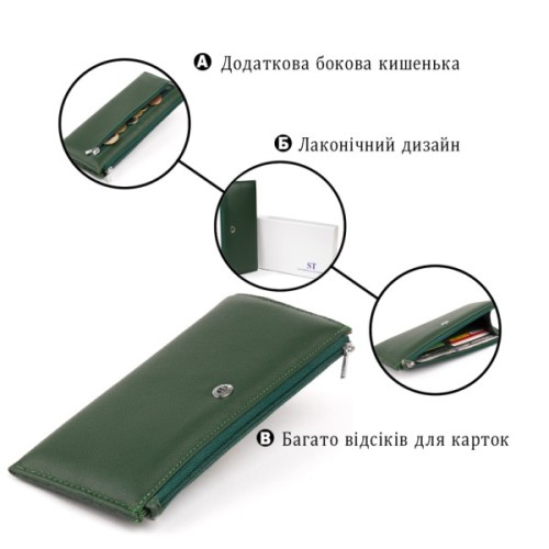 Гаманець ST Leather Зі шкіри унісекс Зелений (19328)