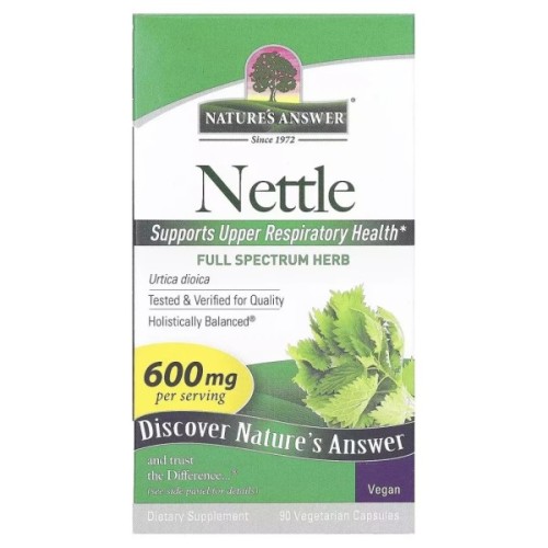Трави Nature's Answer Кропива, 600 мг, Nettle, 90 вегетаріанських капсул (NTA-16306)