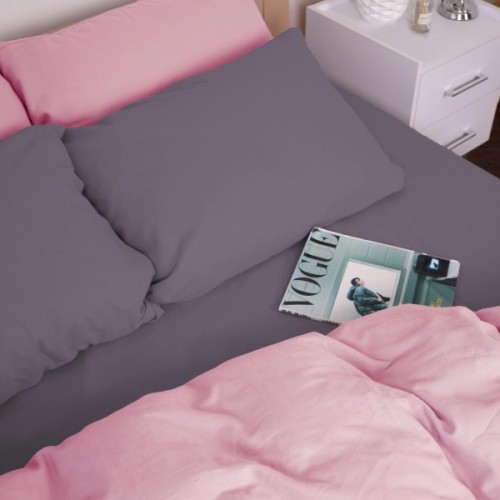 Постільна білизна MirSon 001-008 Ash grey/Pink Фланель 2x143x210 Сімейний (2200009660917)