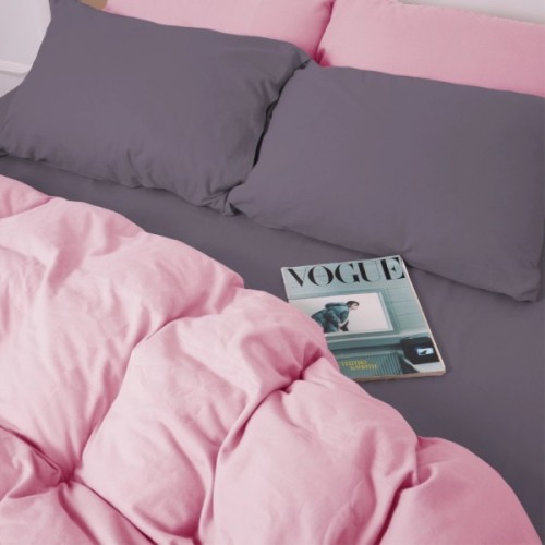 Постільна білизна MirSon 001-008 Ash grey/Pink Фланель 2x143x210 Сімейний (2200009660917)