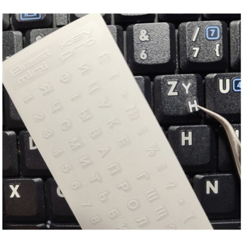 Наклейка на клавіатуру BestKey mini Pro 3,5х3мм, прозора основа, 70, білий (BKmPRO/WhiTr/050)
