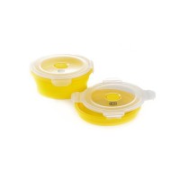 Ланч-бокс СИЛА складаний з кришкою-засувкою круглий жовтий 600 мл (960564)