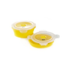 Ланч-бокс СИЛА складаний з кришкою-засувкою круглий жовтий 600 мл (960564)