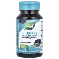 Трави Nature's Way Чорниця, преміум екстракт, Bilberry, Premium Extract, 90 вегетаріан. (NWY-60510)